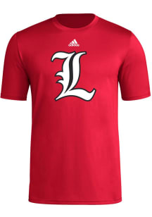 Adidas Louisville Cardinals Red Alt Team Logo Pregame Short Sleeve T Shirt