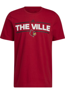 Adidas Louisville Cardinals Red Slogan Short Sleeve T Shirt