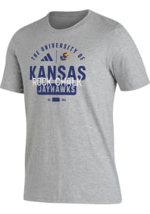 Adidas Kansas Jayhawks Grey Slogan Short Sleeve T Shirt