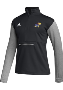 Adidas Kansas Jayhawks Mens Black Primary Team Logo Long Sleeve 1/4 Zip Pullover