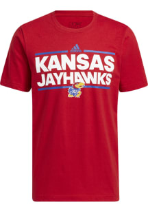 Adidas Kansas Jayhawks Red Flat Name Mascot Short Sleeve T Shirt