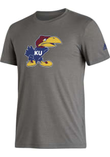 Adidas Kansas Jayhawks Grey Vault Logo Design Short Sleeve Fashion T Shirt