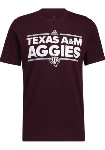 Adidas Texas A&amp;M Aggies Maroon Fresh Flat Name Mascot Short Sleeve T Shirt