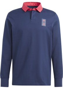 Adidas St Louis City SC Mens Navy Blue TRAVEL Long Sleeve Polo Shirt
