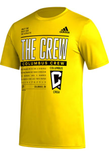 Adidas Columbus Crew Yellow PREGAME CLUB DNA Short Sleeve T Shirt