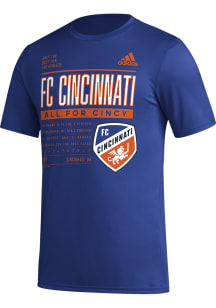 Adidas FC Cincinnati Blue PREGAME CLUB DNA Short Sleeve T Shirt