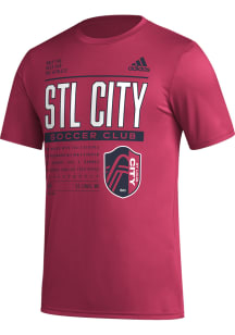Adidas St Louis City SC Pink PREGAME CLUB DNA Short Sleeve T Shirt