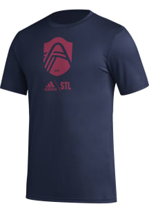 Adidas St Louis City SC Navy Blue PREGAME CLUB ICON Short Sleeve T Shirt