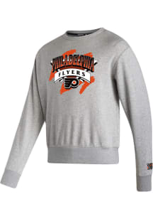 Adidas Philadelphia Flyers Mens Grey 2022 Reverse Retro Vintage Long Sleeve Crew Sweatshirt