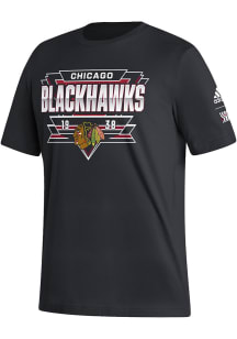 Adidas Chicago Blackhawks Black 2022 Reverse Retro Fresh Short Sleeve T Shirt