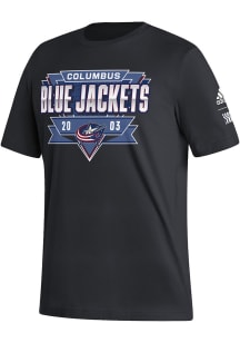 Adidas Columbus Blue Jackets Black 2022 Reverse Retro Fresh Short Sleeve T Shirt