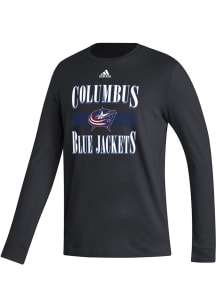 Adidas Columbus Blue Jackets Black 2022 Reverse Retro Fresh Long Sleeve T Shirt