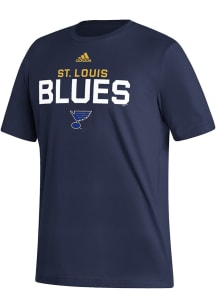 Adidas St Louis Blues Navy Blue Fresh Wordmark Short Sleeve T Shirt