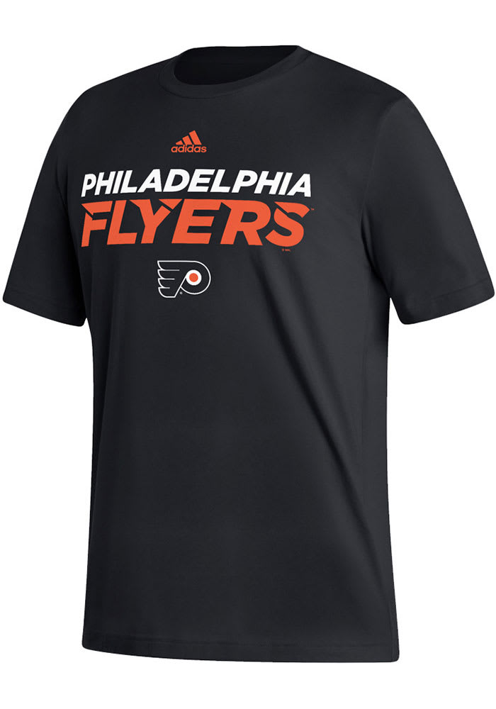 Adidas Philadelphia Flyers Black Fresh Wordmark Short Sleeve T Shirt