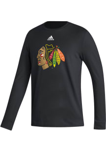 Adidas Chicago Blackhawks Black Fresh Logo Long Sleeve T Shirt