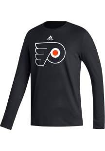 Adidas Philadelphia Flyers Black Fresh Logo Long Sleeve T Shirt