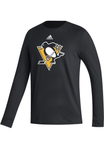 Adidas Pittsburgh Penguins Black Fresh Logo Long Sleeve T Shirt