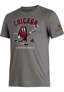 Adidas Chicago Blackhawks Grey State Skate Short Sleeve Fashion T Shirt