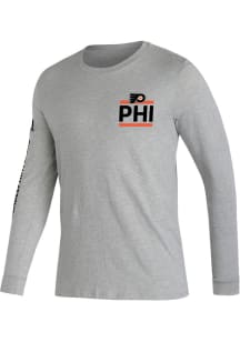 Adidas Philadelphia Flyers Grey Right Winger Long Sleeve T Shirt
