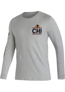 Adidas Chicago Blackhawks Grey Right Winger Long Sleeve T Shirt