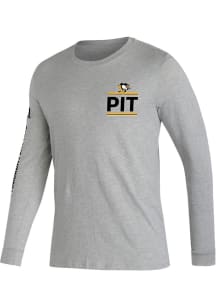 Adidas Pittsburgh Penguins Grey Right Winger Long Sleeve T Shirt