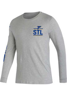Adidas St Louis Blues Grey Right Winger Long Sleeve T Shirt