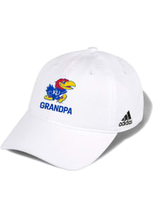 Adidas Kansas Jayhawks Grandpa Washed Slouch Adjustable Hat - White