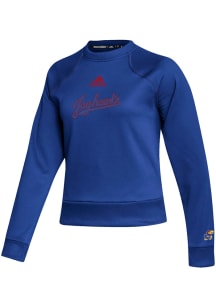Adidas Kansas Jayhawks Womens Blue Stadium Crew Sweatshirt