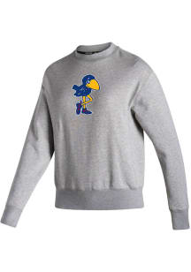Adidas Kansas Jayhawks Womens Grey Vintage Crew Sweatshirt