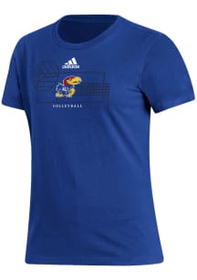 Adidas Kansas Jayhawks Womens Blue Fresh Locker Lines Volleyball Short Sleeve T-Shirt