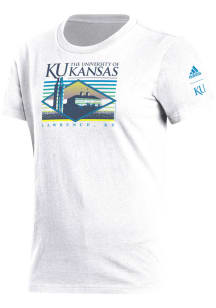 Adidas Kansas Jayhawks Womens White Campus Short Sleeve T-Shirt