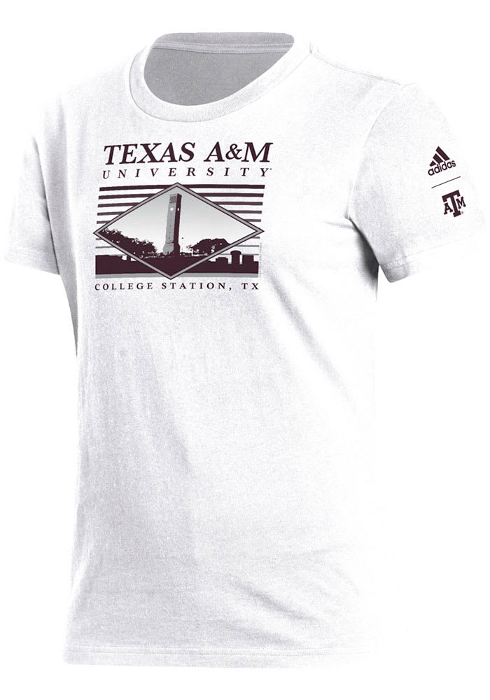 Adidas Texas A&M Aggies Womens White Campus Short Sleeve T-Shirt