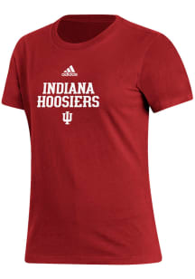 Adidas Indiana Hoosiers Womens Red Fresh Locker Wordmark Short Sleeve T-Shirt