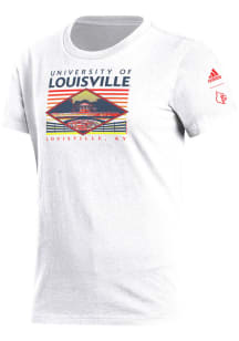 Adidas Louisville Cardinals Womens White Campus Short Sleeve T-Shirt