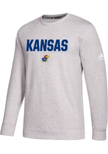 Adidas Kansas Jayhawks Mens Grey Depth Perception Long Sleeve Crew Sweatshirt