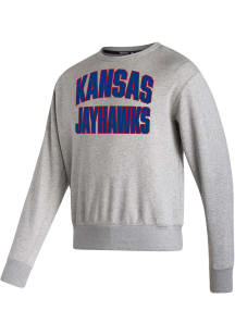 Adidas Kansas Jayhawks Mens Grey Vintage Locker Heritage Long Sleeve Crew Sweatshirt
