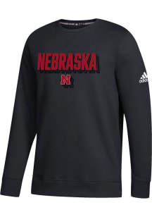 Adidas Nebraska Cornhuskers Mens Black Depth Perception Long Sleeve Crew Sweatshirt