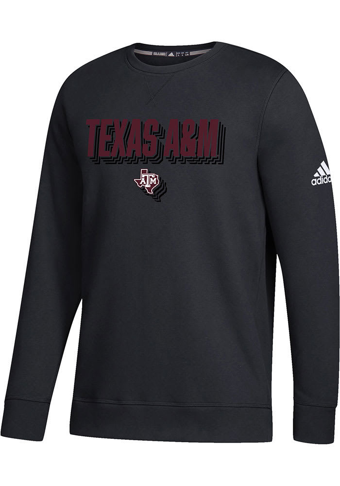 Adidas Texas A&M Aggies Mens Black Depth Perception Long Sleeve Crew Sweatshirt