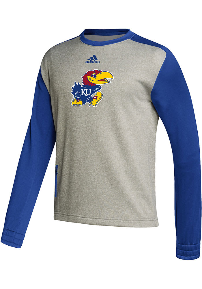 Adidas Kansas Jayhawks Mens Grey Locker Logo Long Sleeve Sweatshirt