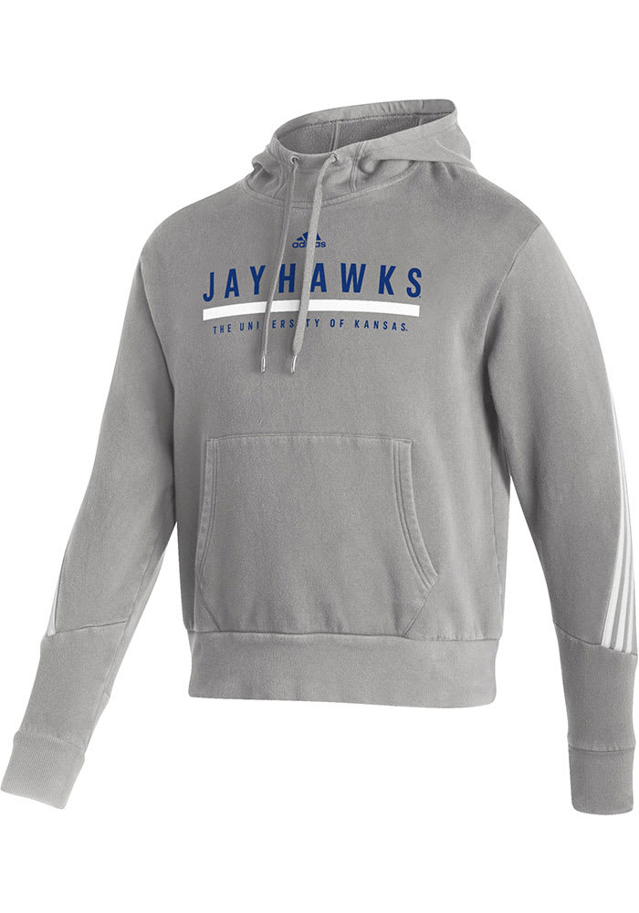 Adidas Kansas Jayhawks Mens Grey Lifestyle Long Sleeve Hoodie