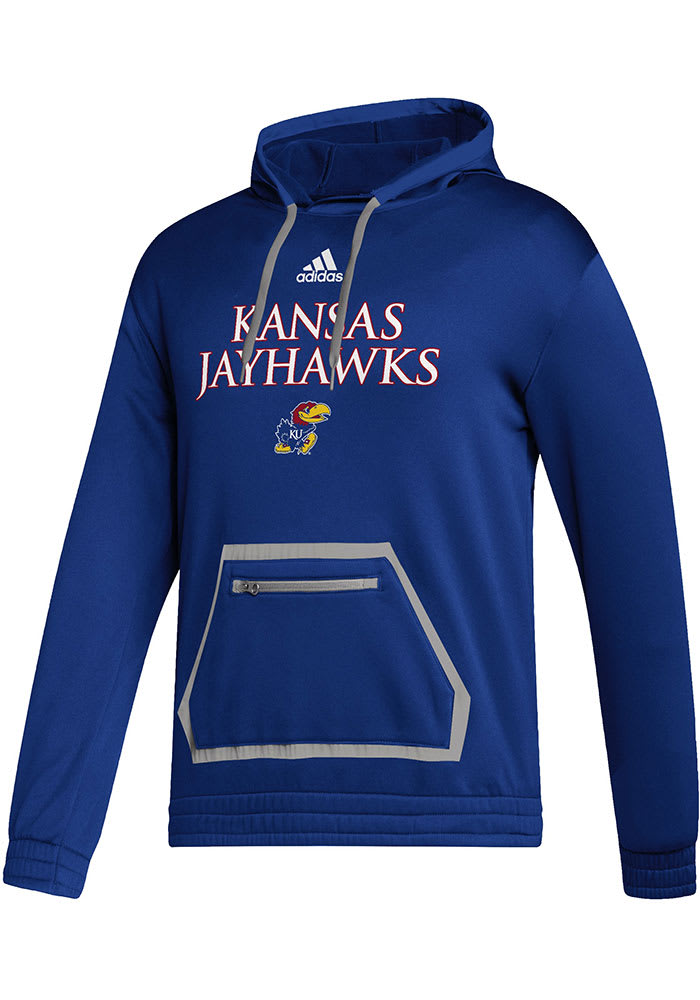 Adidas Kansas Jayhawks Mens Blue Locker Wordmark Hood