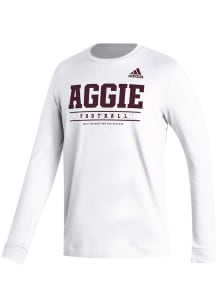 Adidas Texas A&amp;M Aggies White Locker Football Practice Long Sleeve T-Shirt