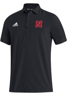 Adidas Nebraska Cornhuskers Mens Black Stadium Coaches Short Sleeve Polo