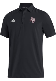 Adidas Texas A&amp;M Aggies Mens Black Stadium Coaches Short Sleeve Polo