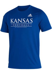 Adidas Kansas Jayhawks Blue Locker Football Practice Short Sleeve T Shirt