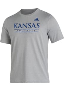 Adidas Kansas Jayhawks Grey Locker Football Practice Short Sleeve T Shirt