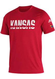 Adidas Kansas Jayhawks Red Locker Strike Through Short Sleeve T Shirt