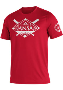 Adidas Kansas Jayhawks Red Launch Angle Baseball Short Sleeve T Shirt