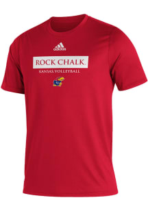 Adidas Kansas Jayhawks Red Box Stack Volleyball Short Sleeve T Shirt