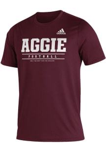 Adidas Texas A&amp;M Aggies Maroon Locker Football Practice Short Sleeve T Shirt